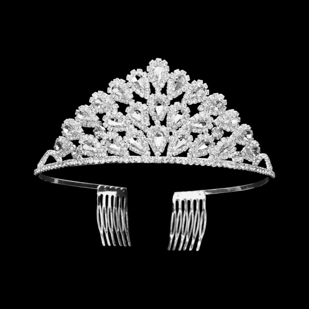 iLLASPARKZ Teardrop Stone Cluster Princess Tiara