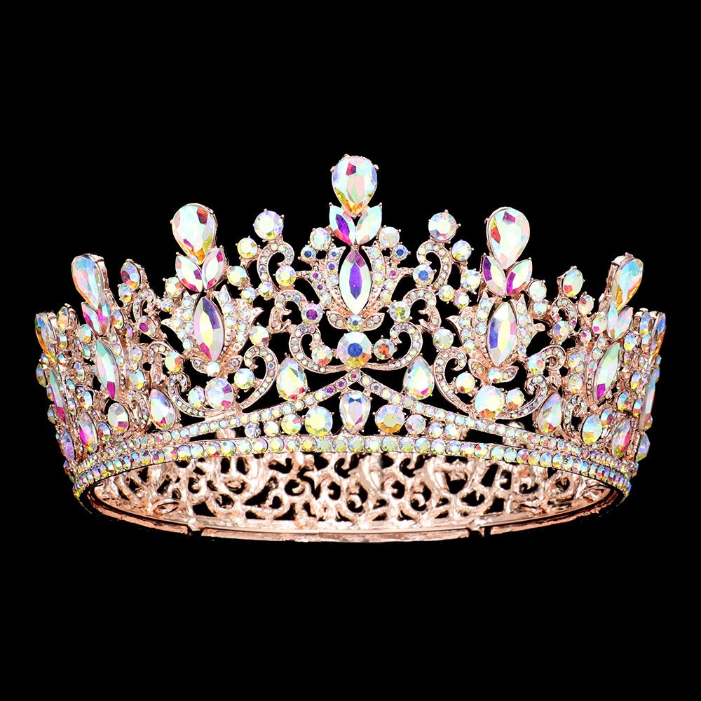 iLLASPARKZ Teardrop Marquise Stone Accented Crown Tiara