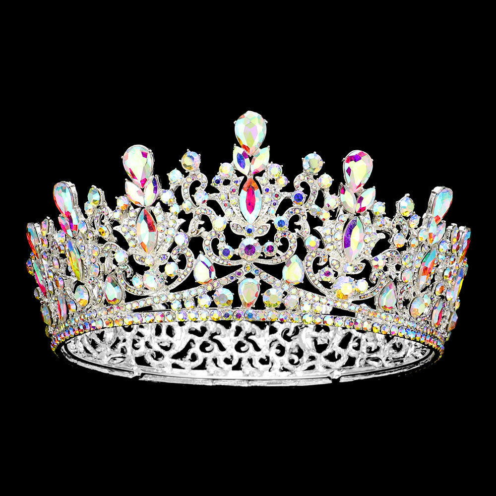 iLLASPARKZ Teardrop Marquise Stone Accented Crown Tiara