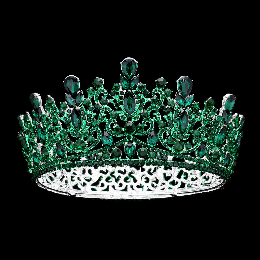 iLLASPARKZ Teardrop Marquise Stone Accented Crown Tiara
