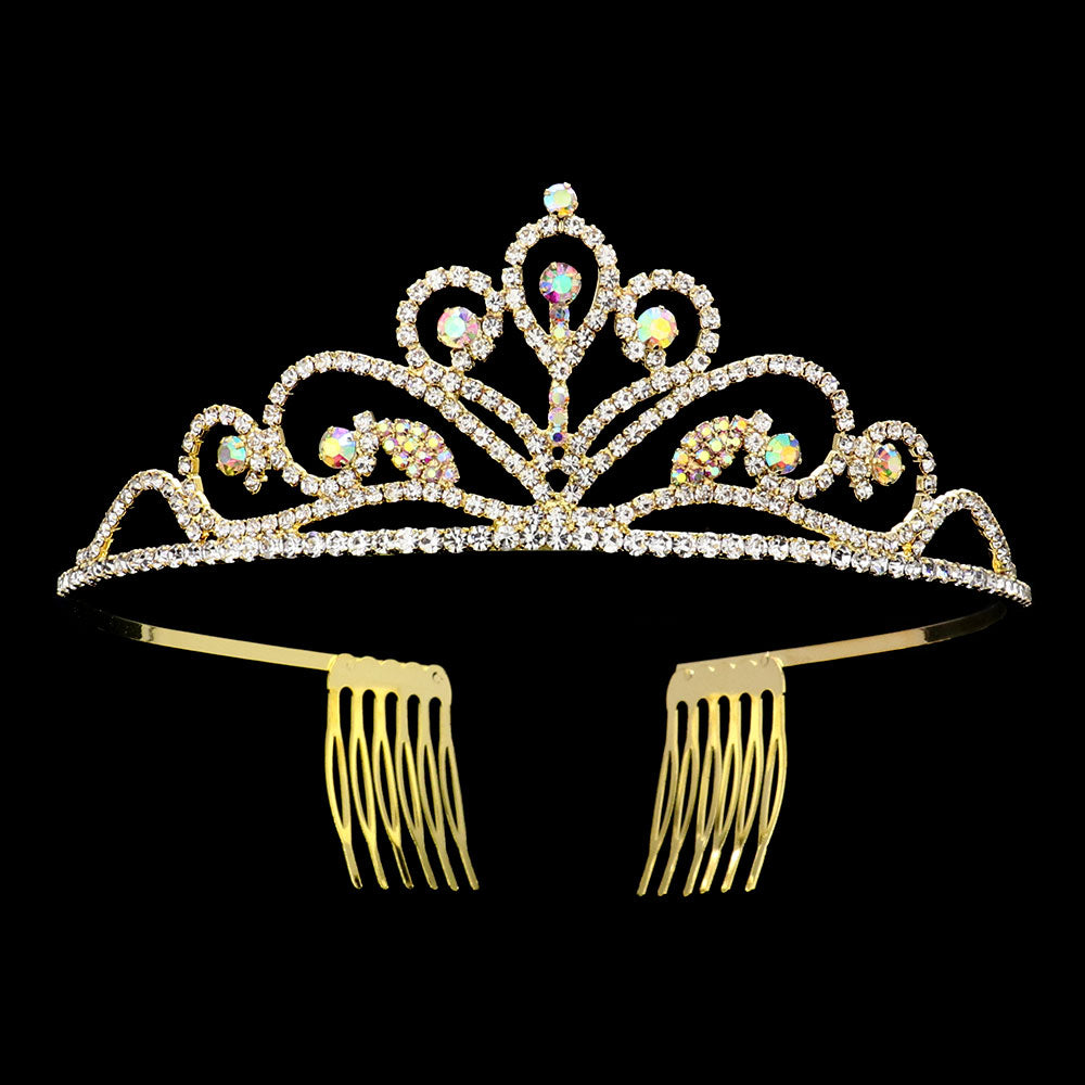 iLLASPARKZ Round Stone Pointed Princess Tiara