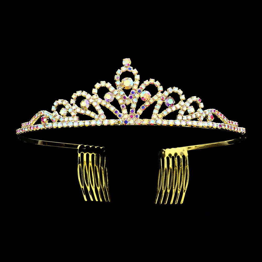 iLLASPARKZ Round Stone Pointed Princess Tiara