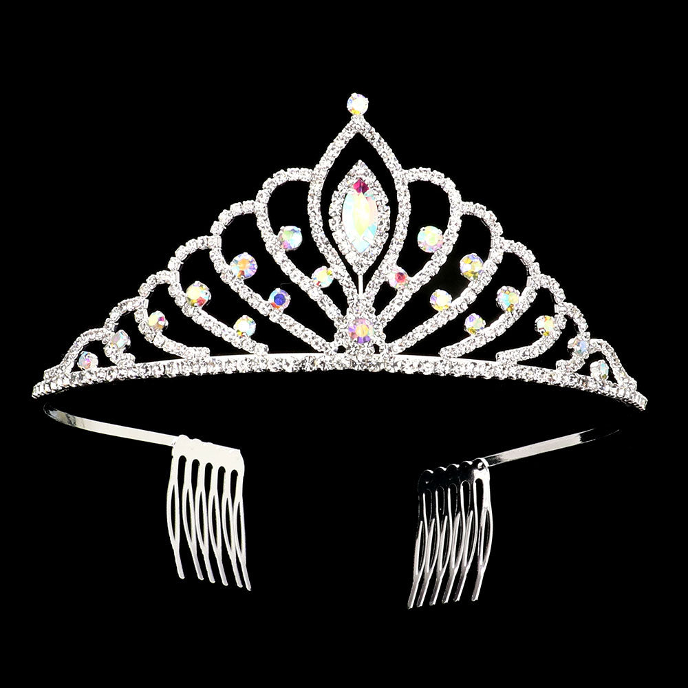 iLLASPARKZ Marquise Stone Pointed Rhinestone Paved Princess Tiara