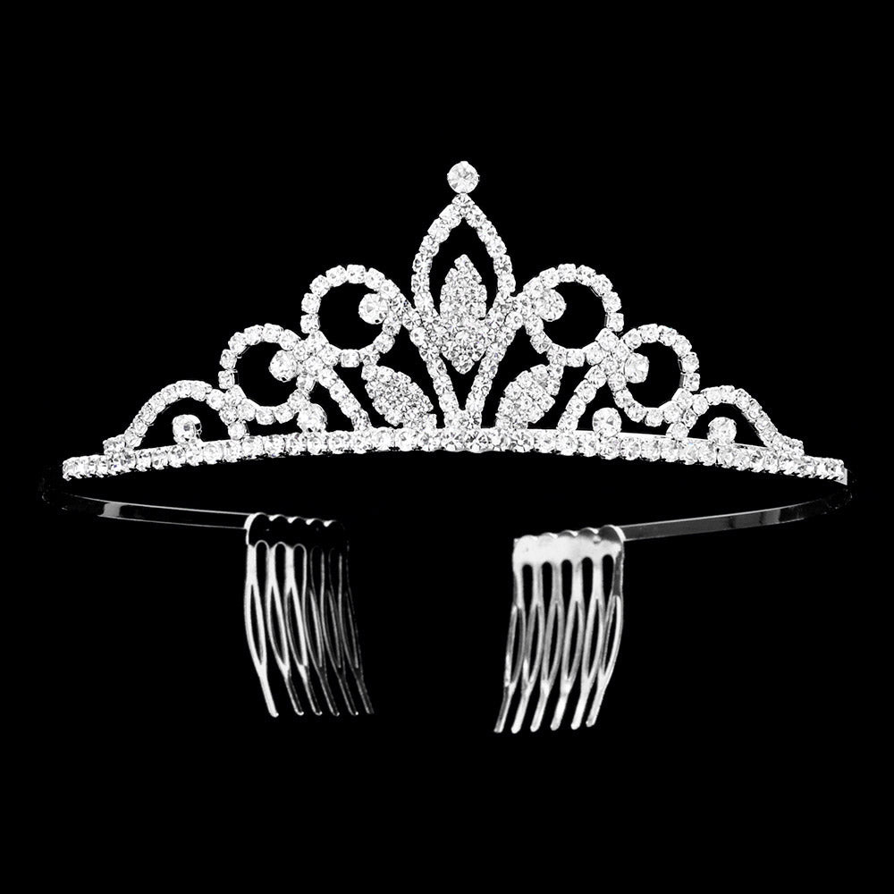 iLLASPARKZ Round Stone Pointed Rhinestone Princess Tiara