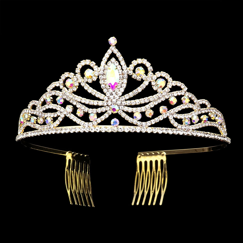iLLASPARKZ Marquise Round Stone Accented Princess Tiara