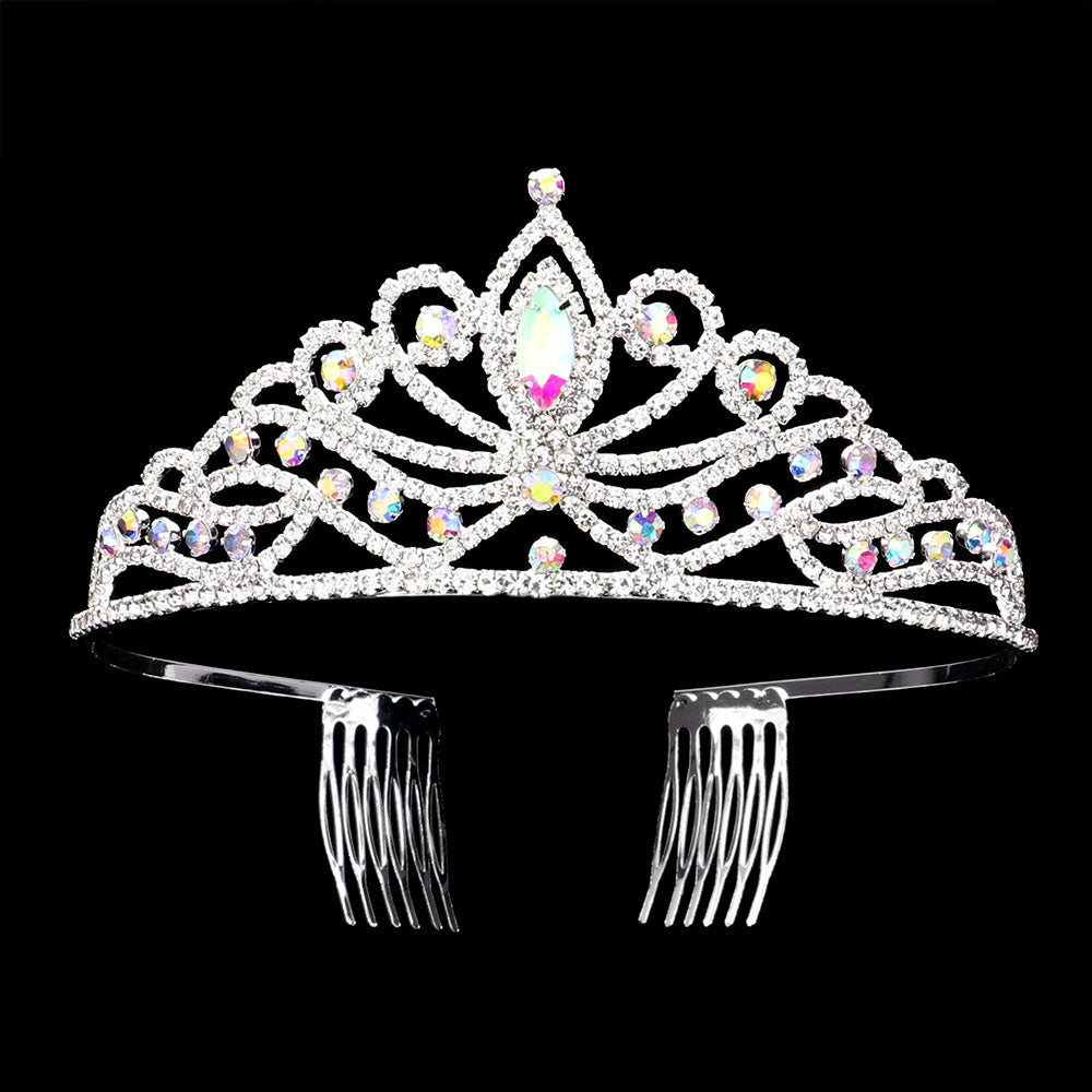 iLLASPARKZ Marquise Round Stone Accented Princess Tiara