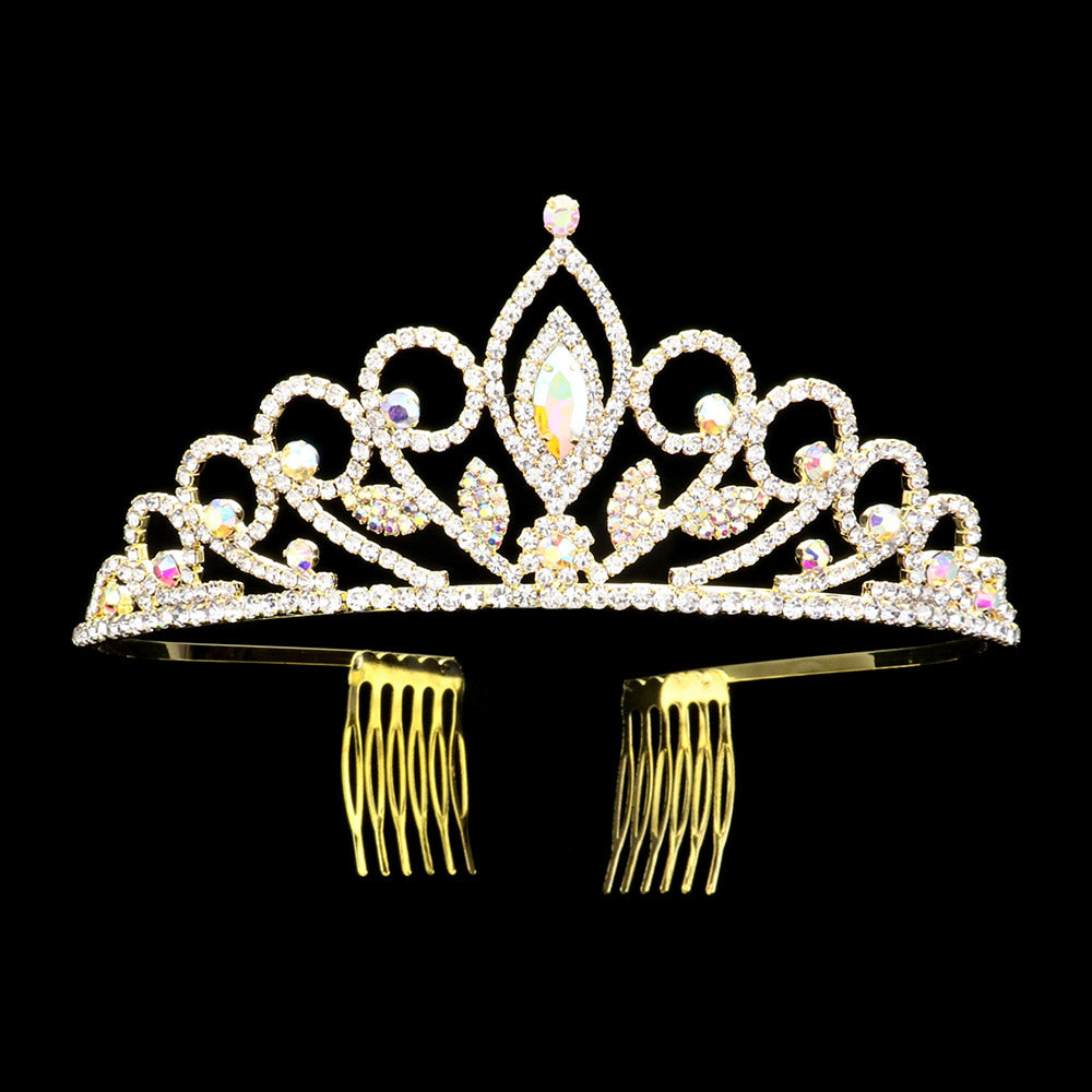 iLLASPARKZ Marquise Stone Accented Rhinestone Paved Princess Tiara