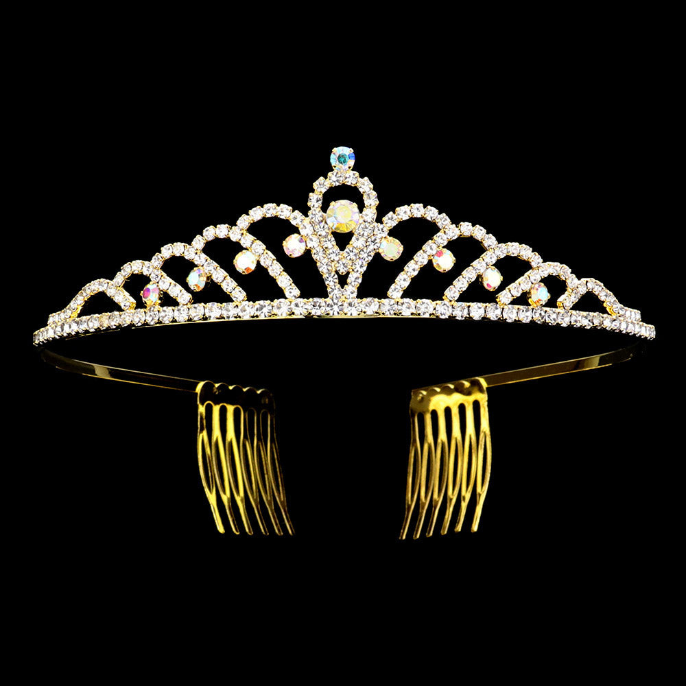 iLLASPARKZ Round Stone Accented Rhinestone Paved Princess Tiara