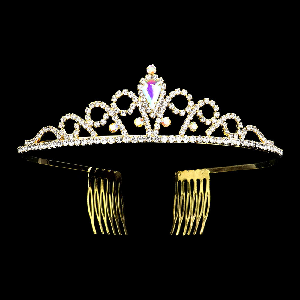 iLLASPARKZ Teardrop Stone Accented Rhinestone Paved Princess Tiara
