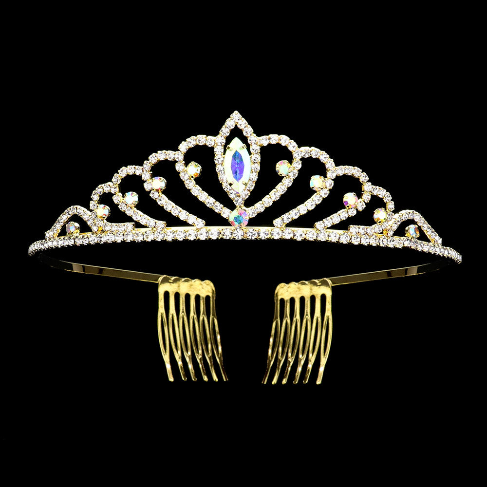 iLLASPARKZ Marquise Stone Pointed Rhinestone Paved Princess Tiara
