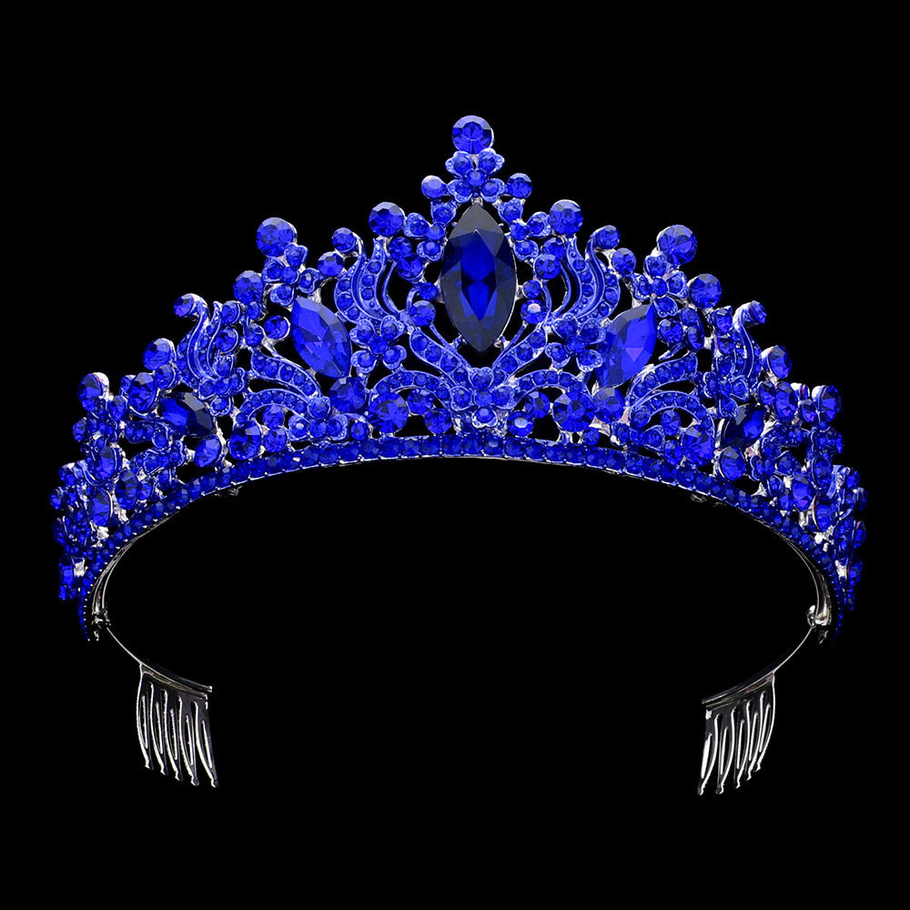 iLLASPARKZ Marquise Stone Pointed Rhinestone Embellished Princess Tiara