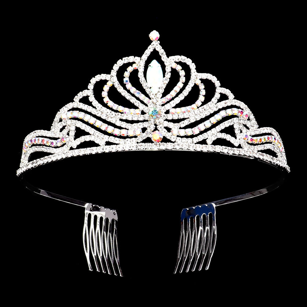 iLLASPARKZ Marquise Stone Pointed Rhinestone Paved Princess Tiara