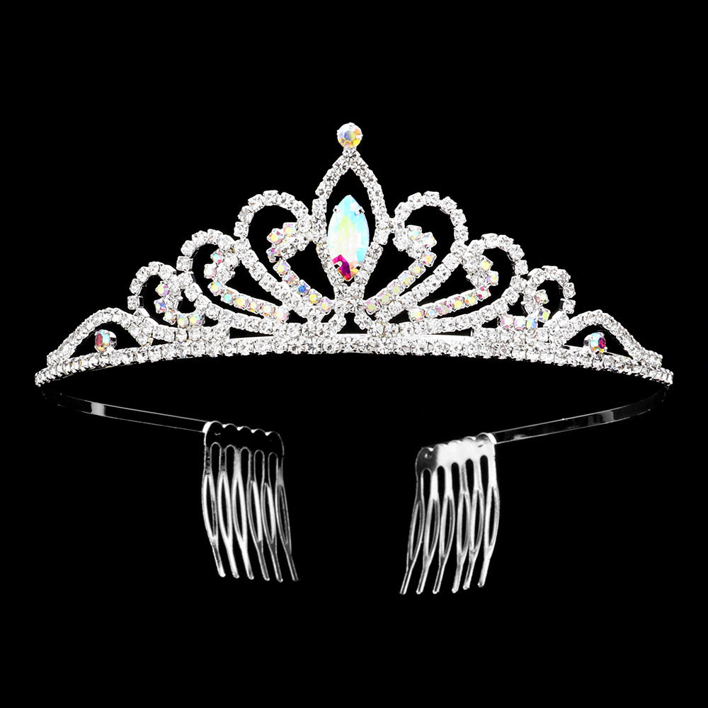 iLLASPARKZ Marquise Stone Pointed Rhinestone Paved Princess Tiara