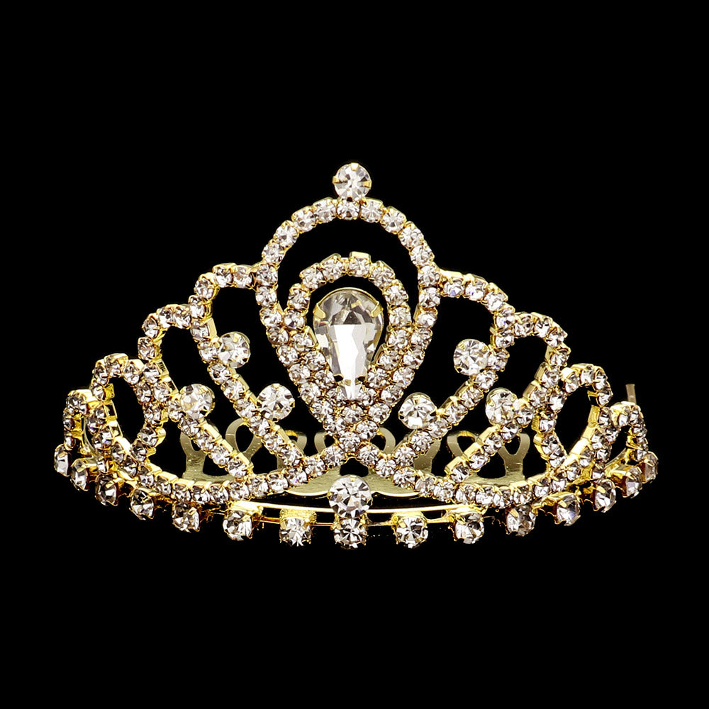 iLLASPARKZ Teardrop Stone Cluster Pointed Rhinestone Paved Princess Tiara