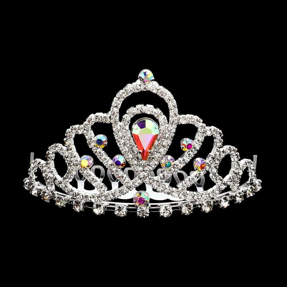 iLLASPARKZ Teardrop Stone Cluster Pointed Rhinestone Paved Princess Tiara