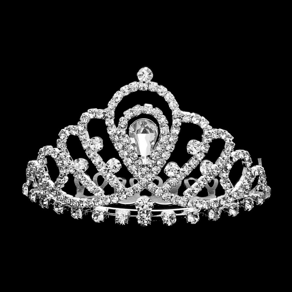 iLLASPARKZ Teardrop Stone Cluster Pointed Rhinestone Paved Princess Tiara