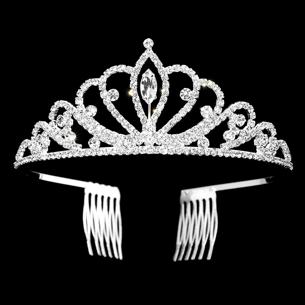 iLLASPARKZ Marquise Stone Cluster Accented Princess Tiara