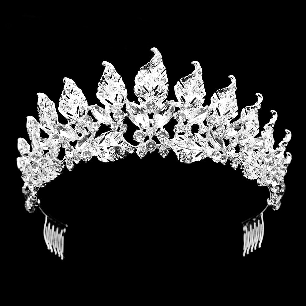 iLLASPARKZ Stone Embellished Colored Metal Leaf Vine Princess Tiara