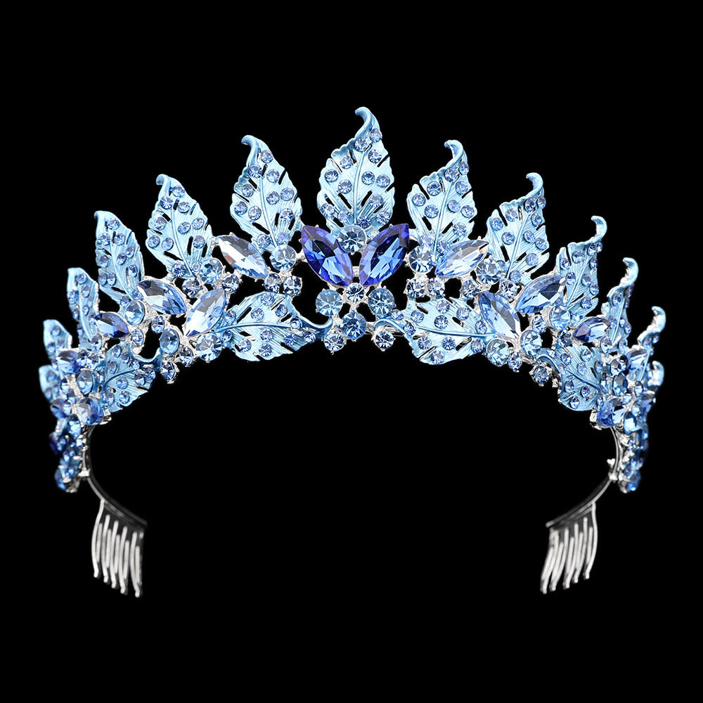 iLLASPARKZ Stone Embellished Colored Metal Leaf Vine Princess Tiara