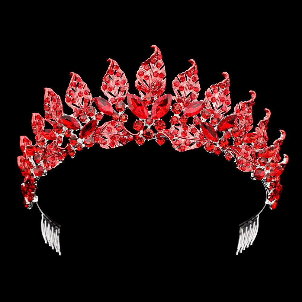 iLLASPARKZ Stone Embellished Colored Metal Leaf Vine Princess Tiara