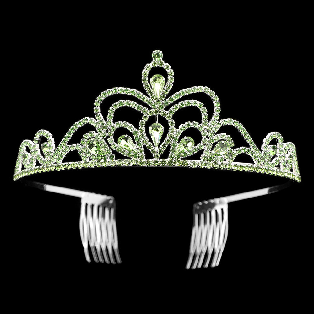 iLLASPARKZ Teardrop Stone Cluster Pointed Rhinestone Paved Princess Tiara
