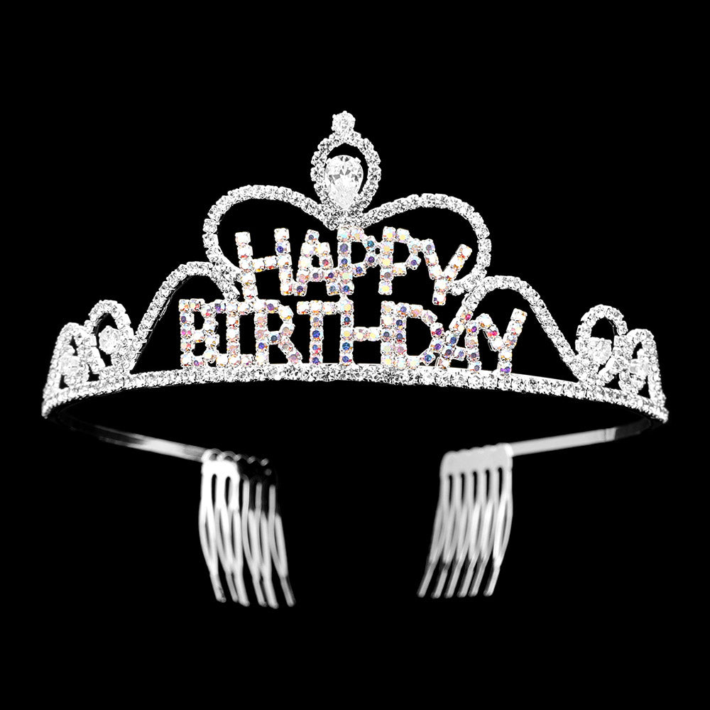iLLASPARKZ Rhinestone Paved HAPPY BIRTHDAY Message Princess Tiara