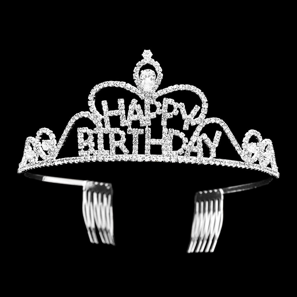 iLLASPARKZ Rhinestone Paved HAPPY BIRTHDAY Message Princess Tiara