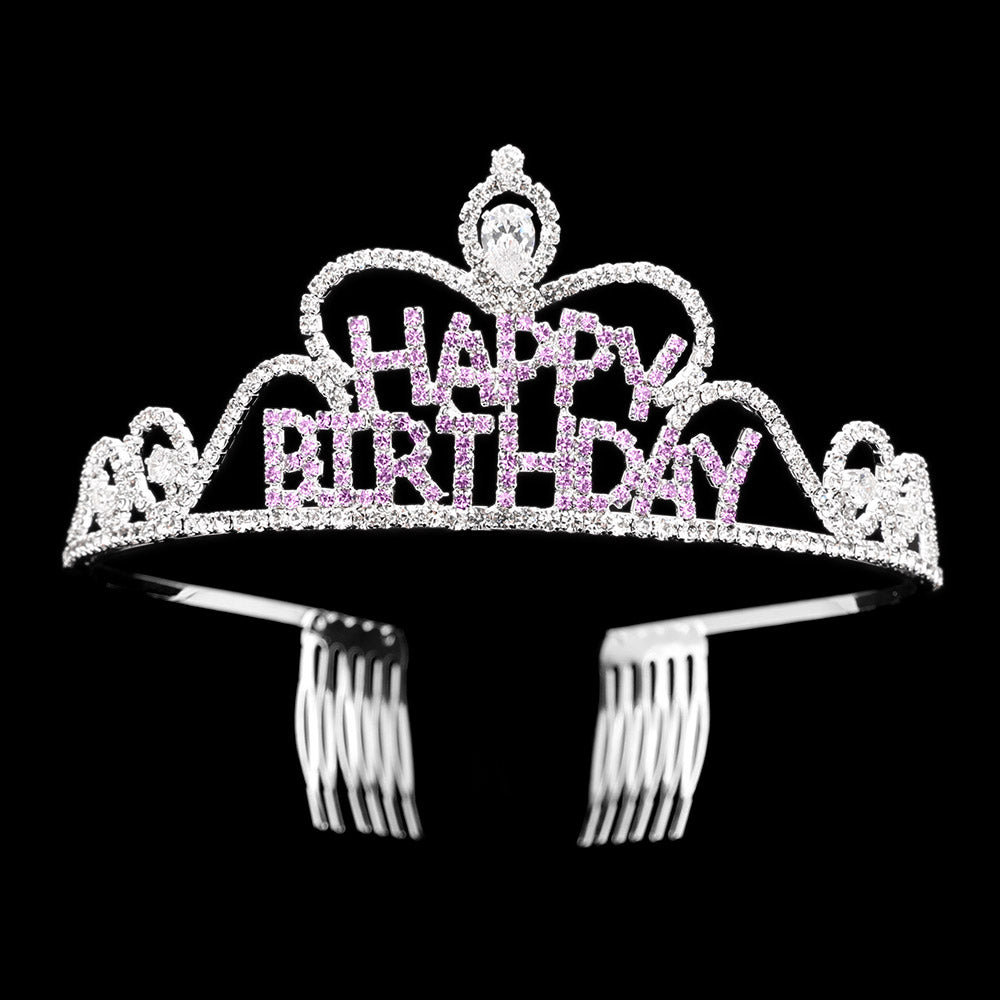 iLLASPARKZ Rhinestone Paved HAPPY BIRTHDAY Message Princess Tiara