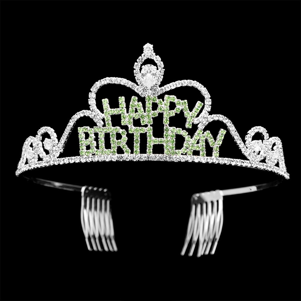 iLLASPARKZ Rhinestone Paved HAPPY BIRTHDAY Message Princess Tiara