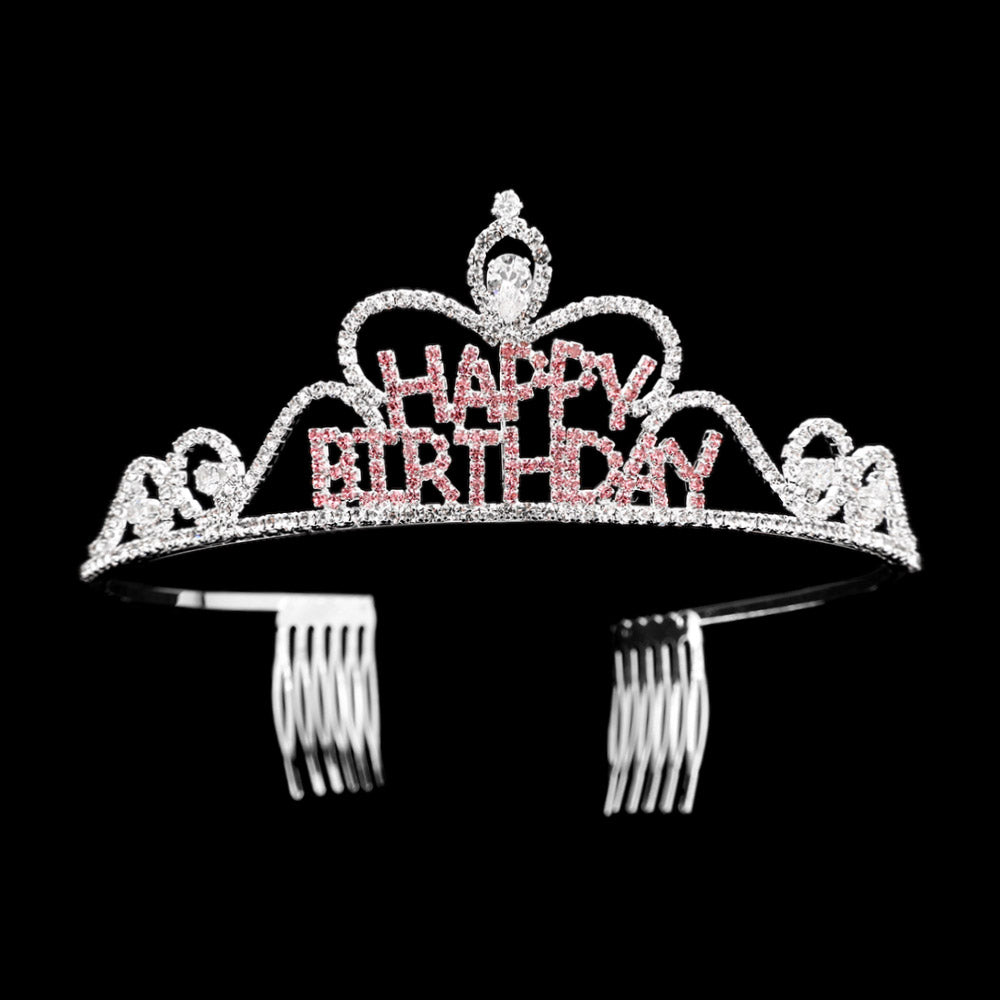 iLLASPARKZ Rhinestone Paved HAPPY BIRTHDAY Message Princess Tiara