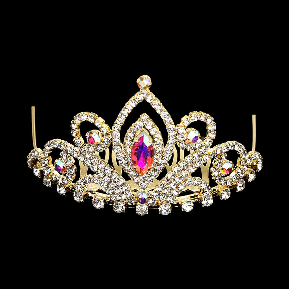 iLLASPARKZ Marquise Stone Pointed Rhinestone Paved Princess Mini Tiara