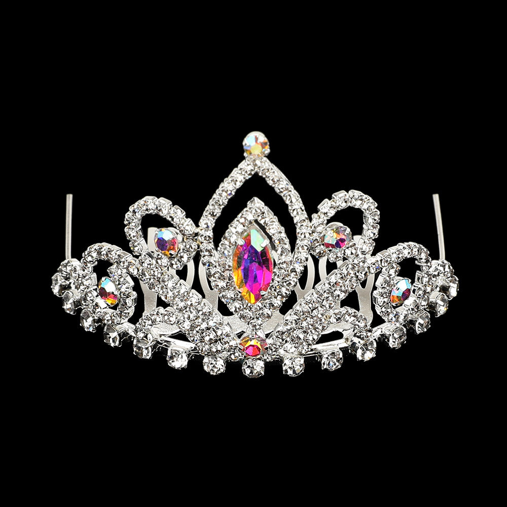 iLLASPARKZ Marquise Stone Pointed Rhinestone Paved Princess Mini Tiara