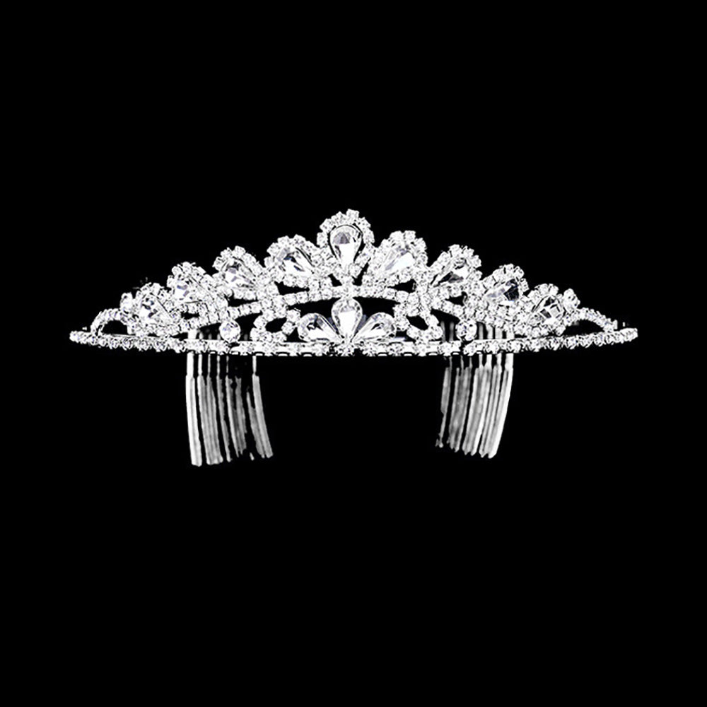 iLLASPARKZ Crystal Rhinestone Pave Teardrop Cluster Princess Tiara