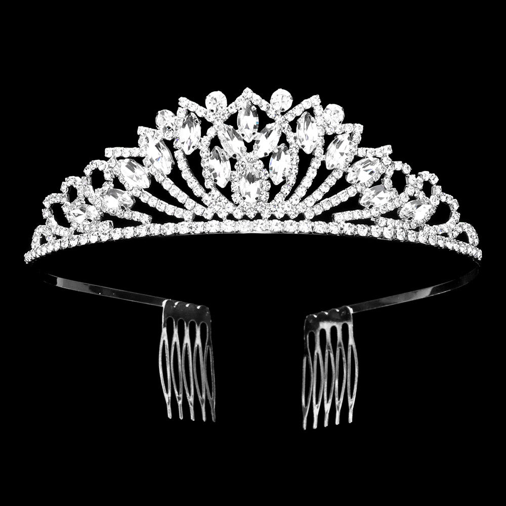 iLLASPARKZ Marquise Stone Pointed Princess Tiara