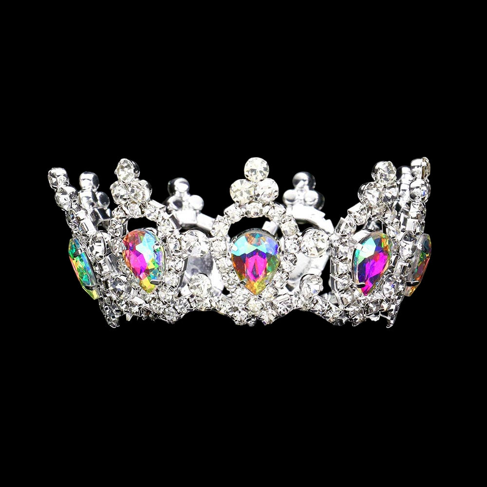 iLLASPARKZ Crystal Teardrop Rhinestone Pave Crown Mini Tiara
