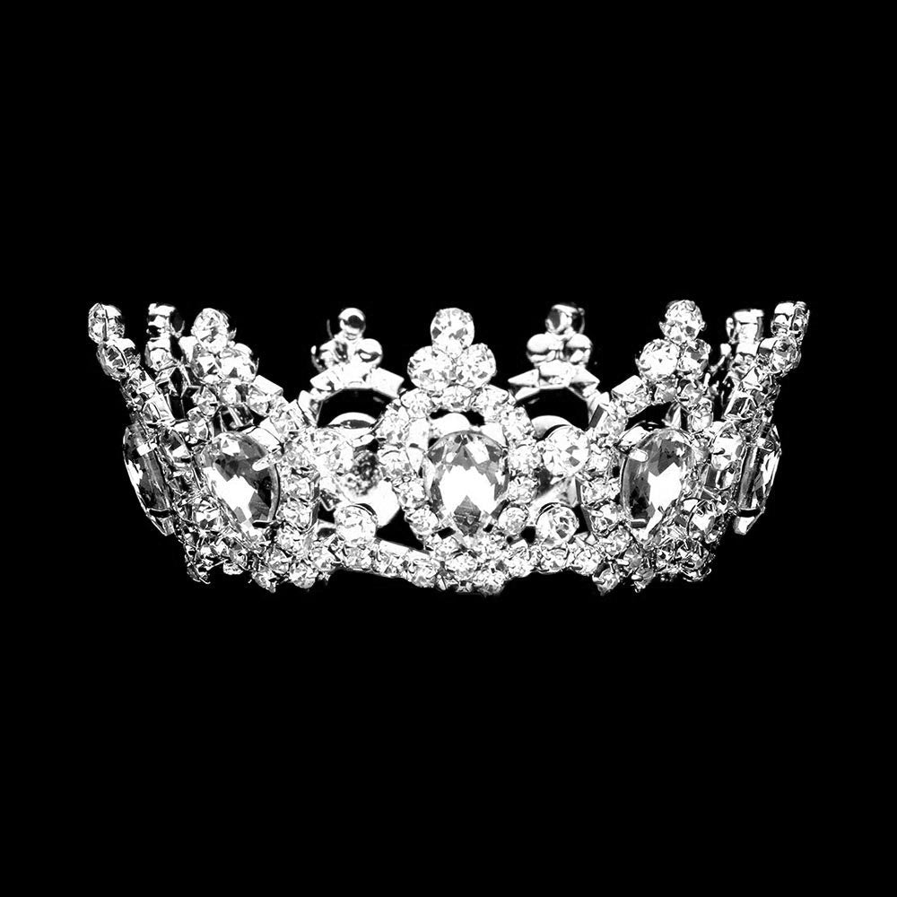 iLLASPARKZ Crystal Teardrop Rhinestone Pave Crown Mini Tiara