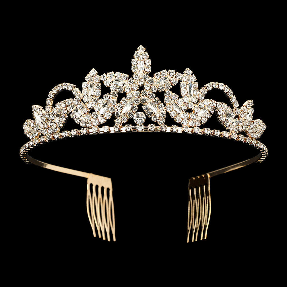iLLASPARKZ Rhinestone Paved Flower Embellished Princess Tiara