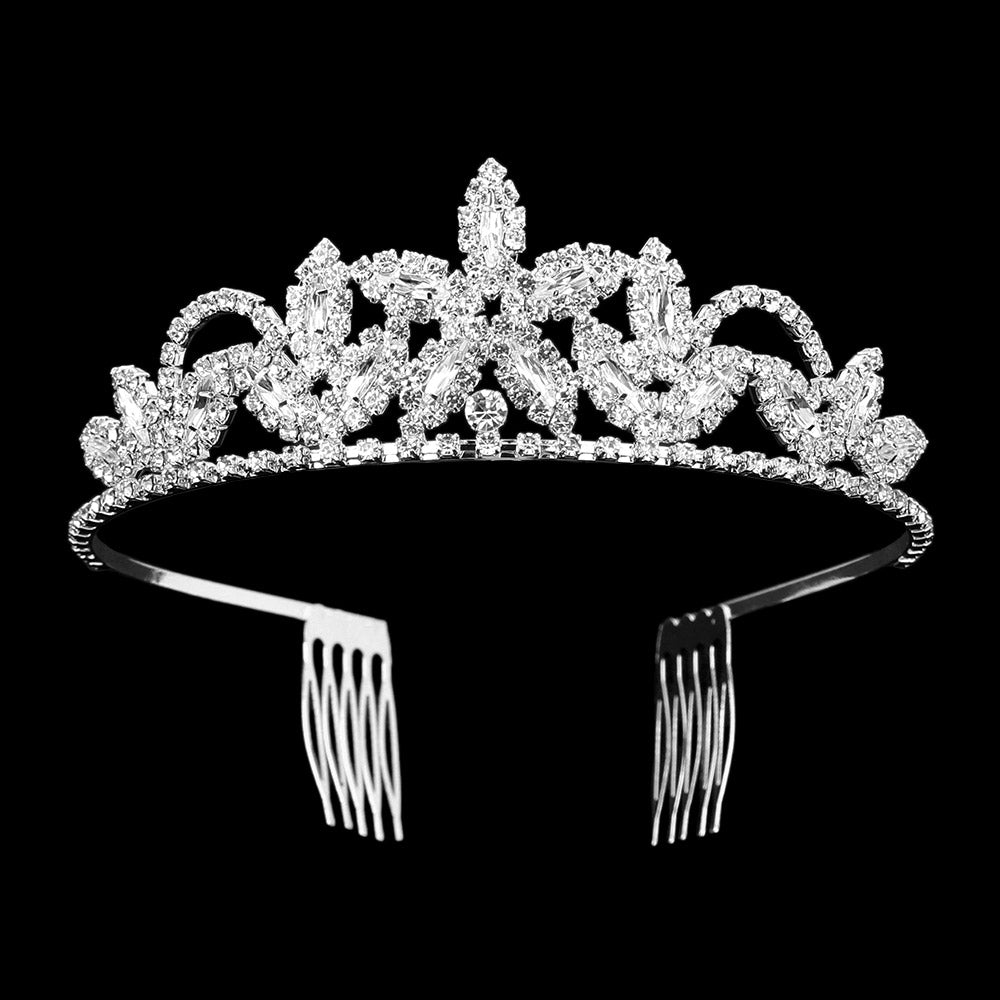 iLLASPARKZ Rhinestone Paved Flower Embellished Princess Tiara