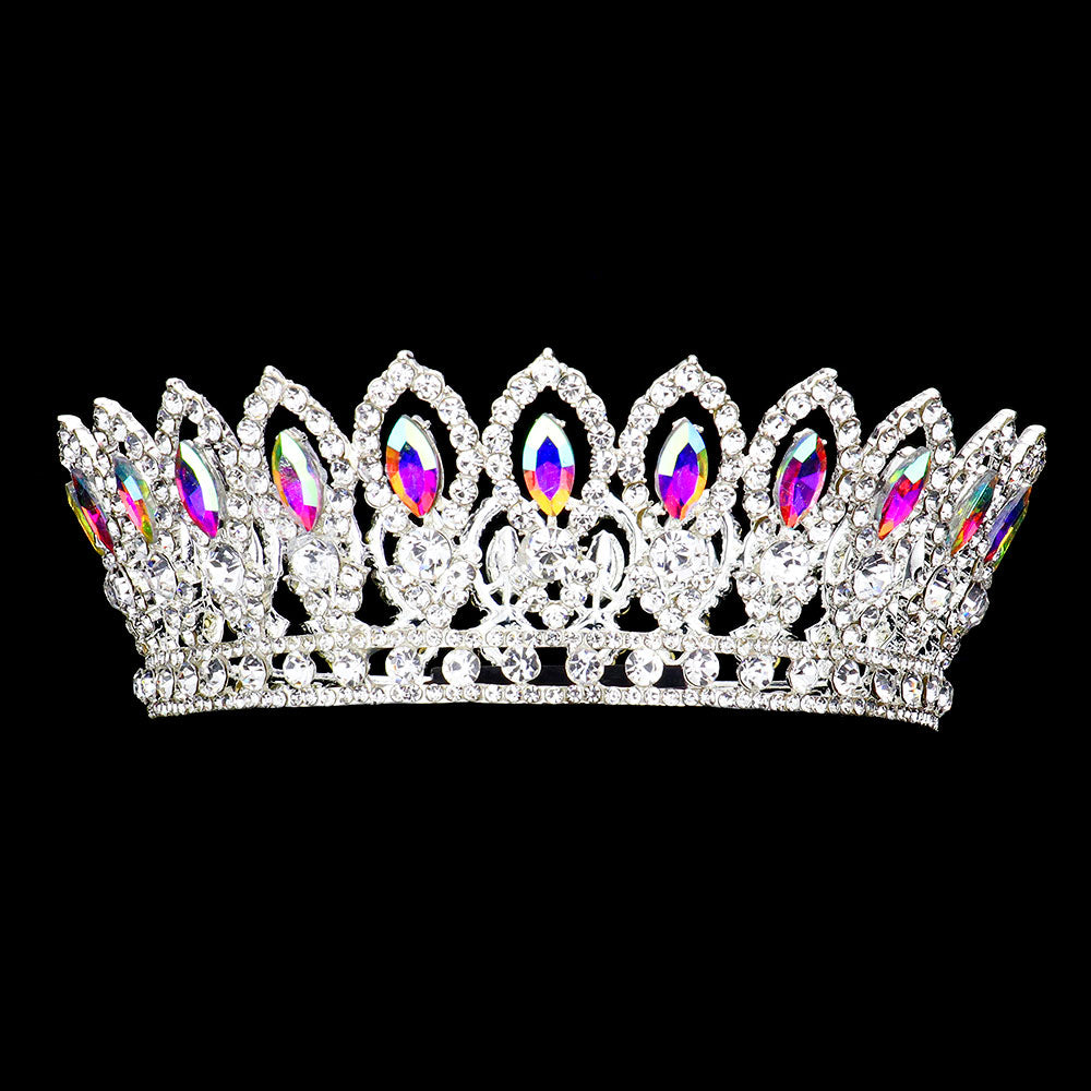 iLLASPARKZ Marquise Stone Accented Pageant Crown Tiara
