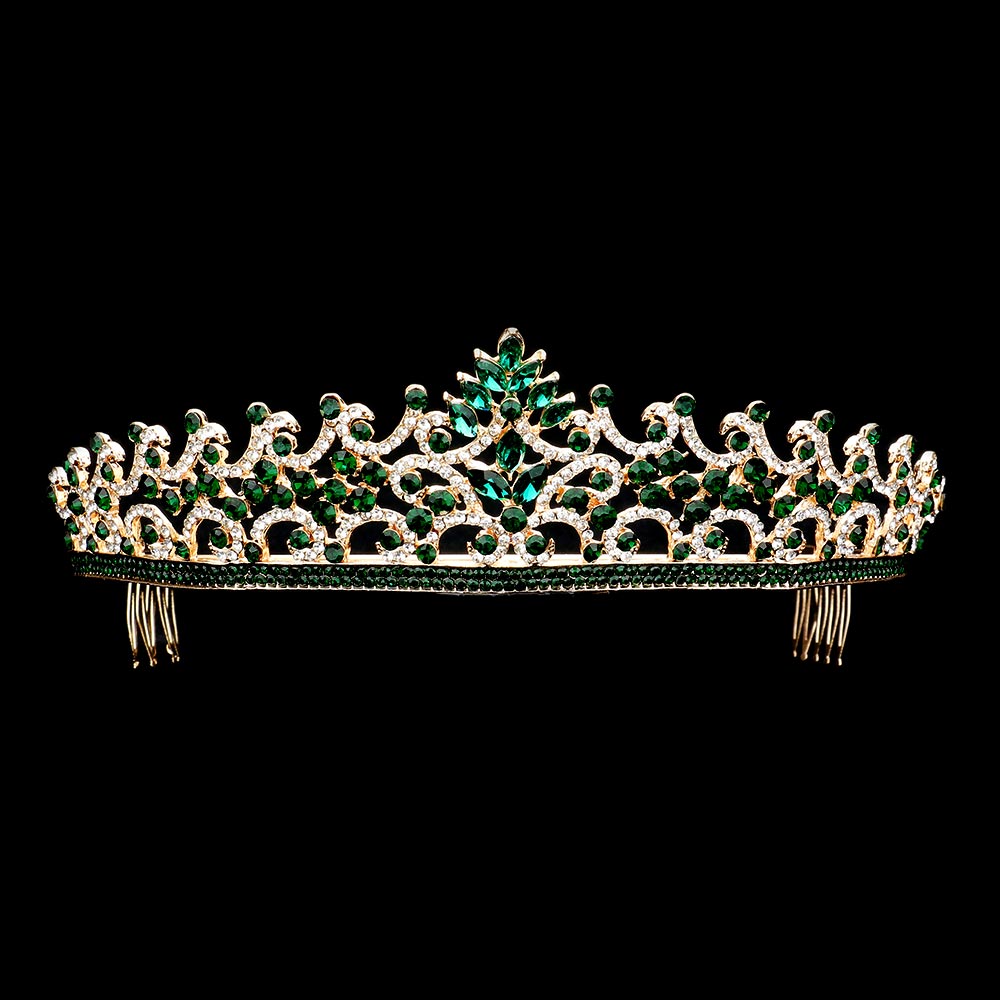 iLLASPARKZ Marquise Round Stone Embellished Prom Princess Tiara