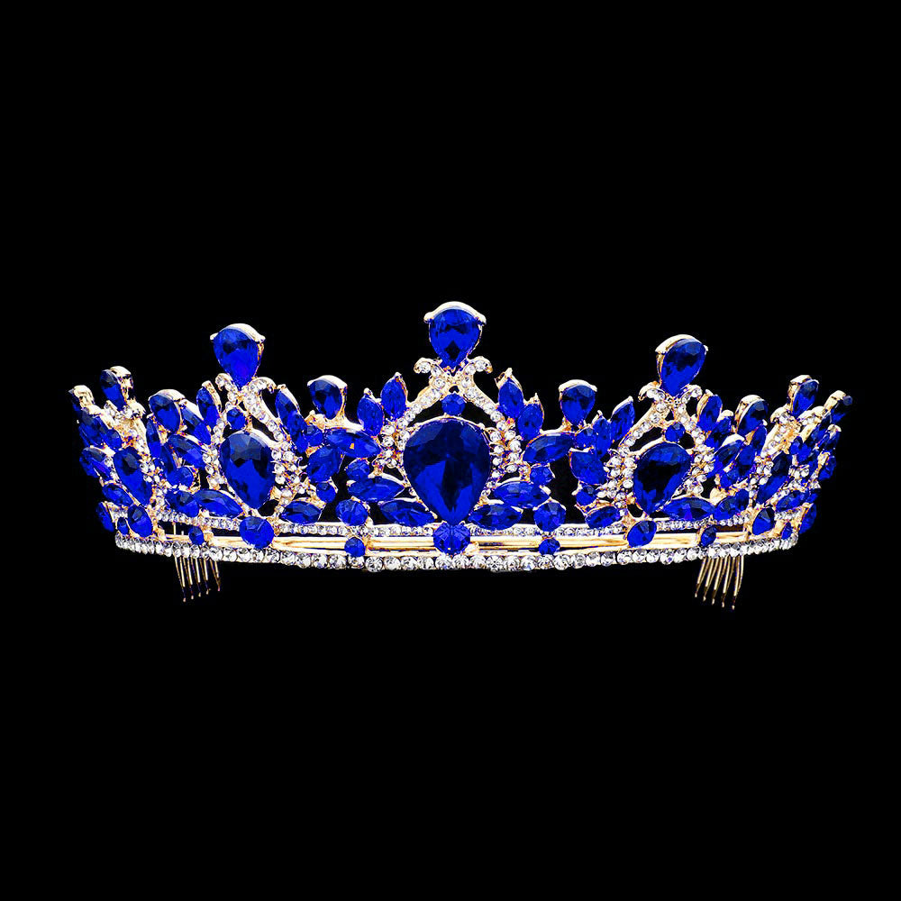 iLLASPARKZ Teardrop Marquise Stone Embellished Pageant Princess Tiara