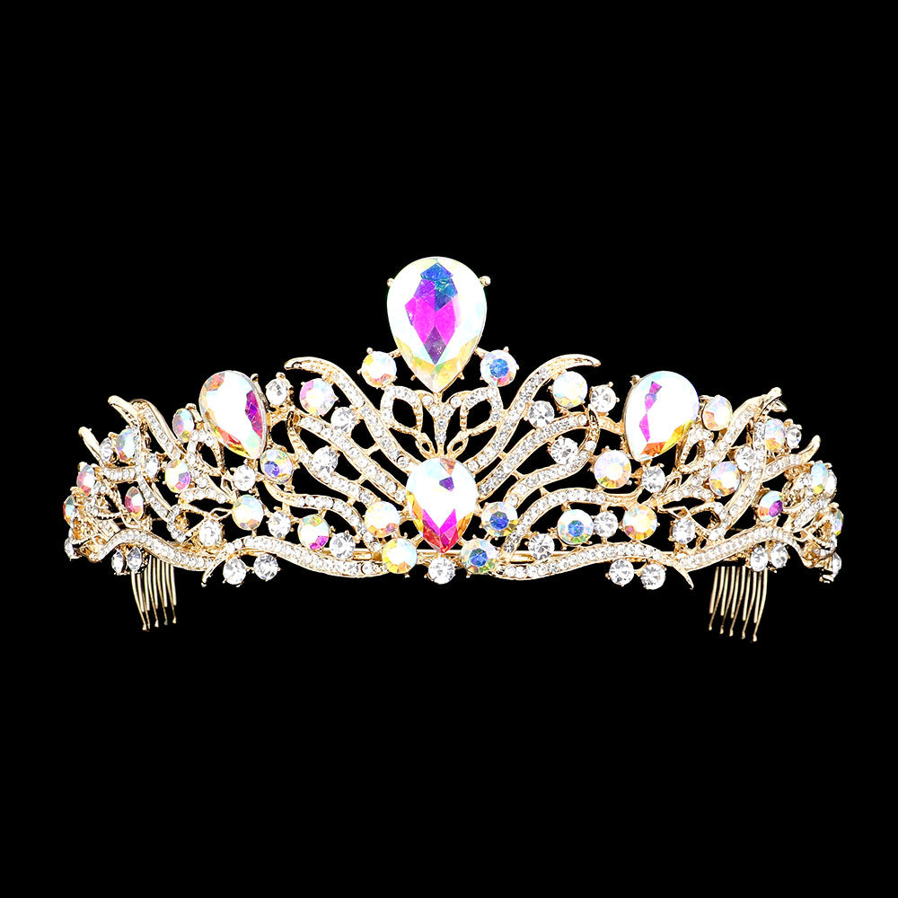 iLLASPARKZ Teardrop Stone Accented Pageant Princess Tiara