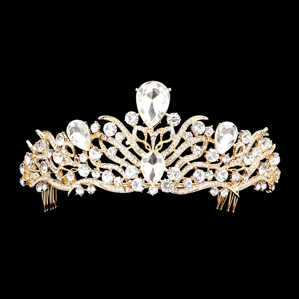 iLLASPARKZ Teardrop Stone Accented Pageant Princess Tiara