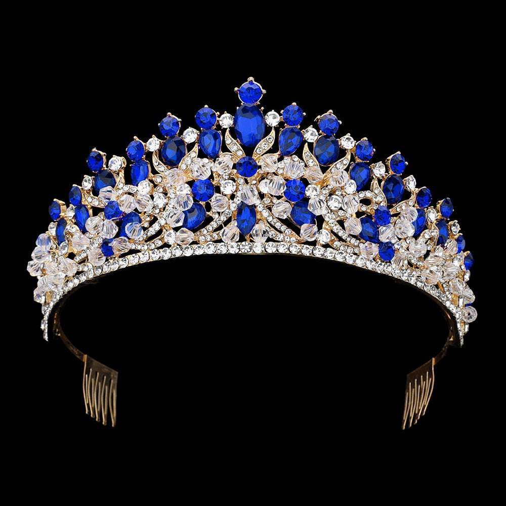 iLLASPARKZ Marquise Teardrop Round Stone Cluster Embellished Pageant Princess Tiara