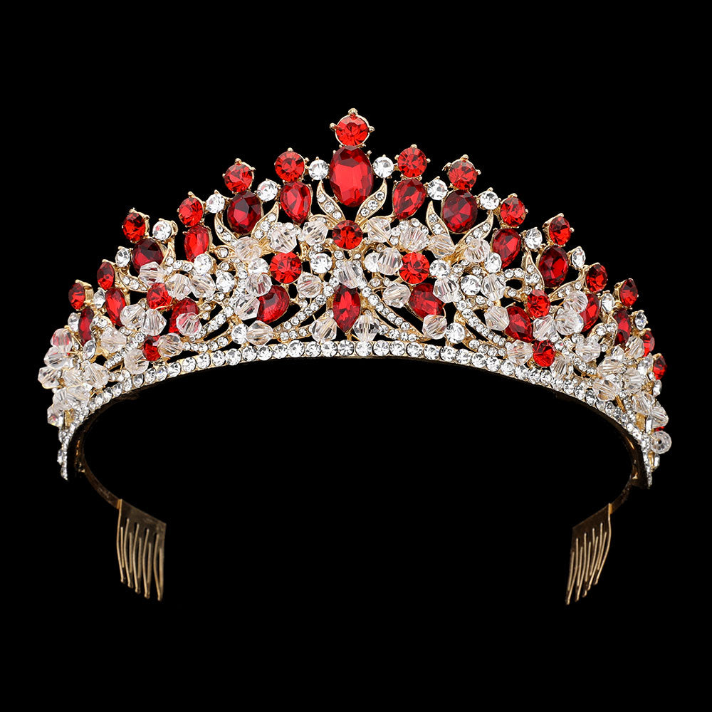 iLLASPARKZ Marquise Teardrop Round Stone Cluster Embellished Pageant Princess Tiara