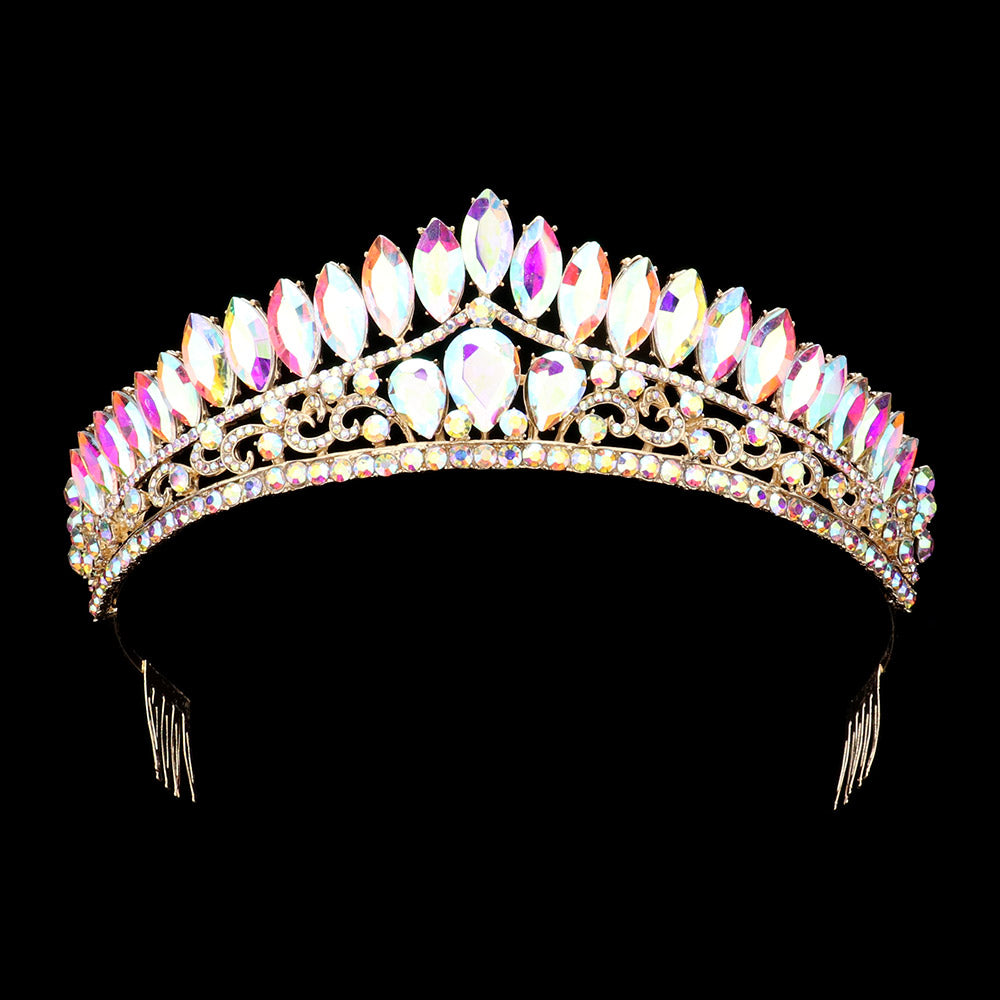 iLLASPARKZ Marquise Stone Cluster Princess Tiara