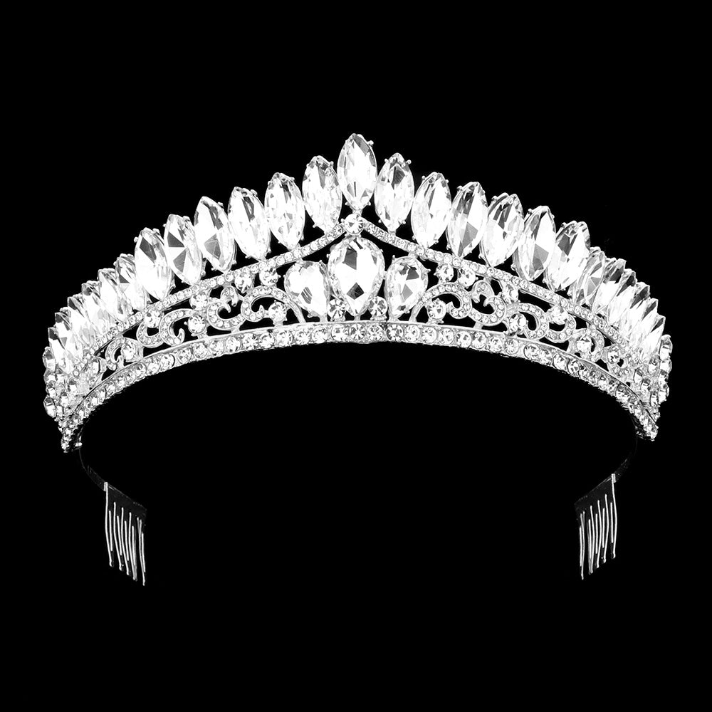 iLLASPARKZ Marquise Stone Cluster Princess Tiara