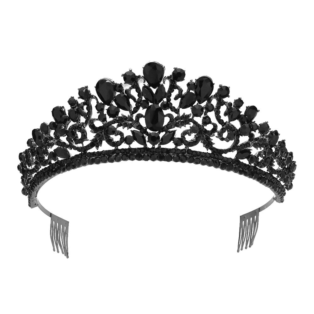 iLLASPARKZ Teardrop Oval Stone Cluster Embellished Princess Tiara