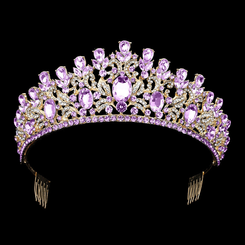 iLLASPARKZ Marquise Oval Stone Accented Teardrop Rhinestone Embellished Pageant Princess Tiara