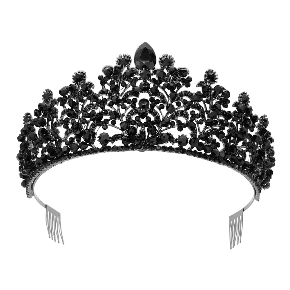 iLLASPARKZ Marquise Stone Accented Floral Queen Tiara